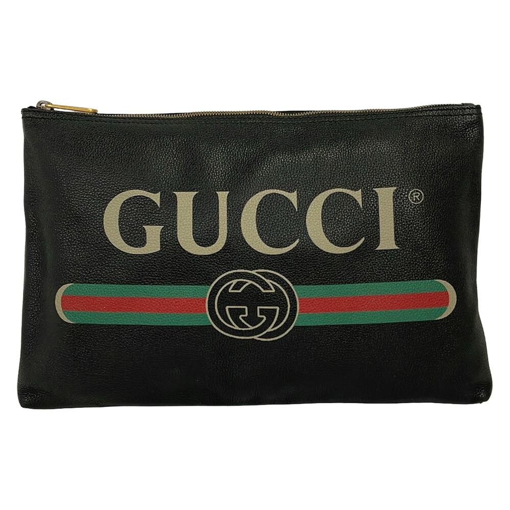 Gucci print Clutch Bag 500984 Black Gray Beige Multi